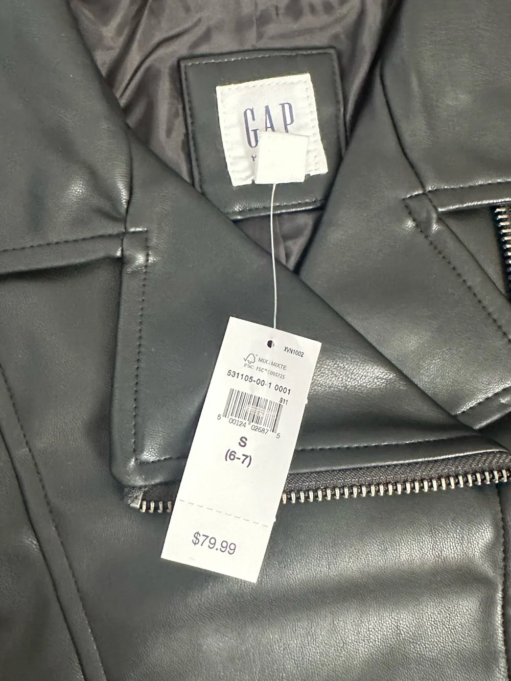 GAP Black Faux Leather Asymmetrical Moto Jacket